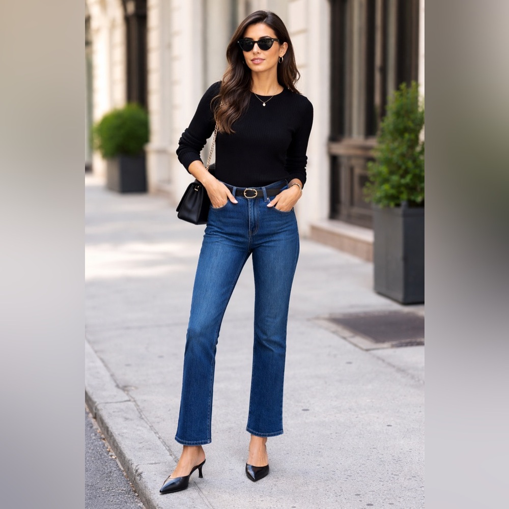 FRAME Le High Straight High-Rise Jeans Sz 26 Dark Wash in Thunderstorm